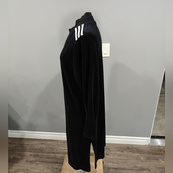 🐢 Adidas Black Bodycon Long Sleeve Velour Dress with White Accents Size XL - Picture 6 of 12